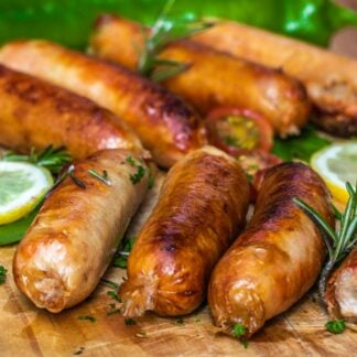 Thick grilled sausage.