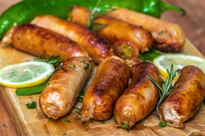 Thick grilled sausage.